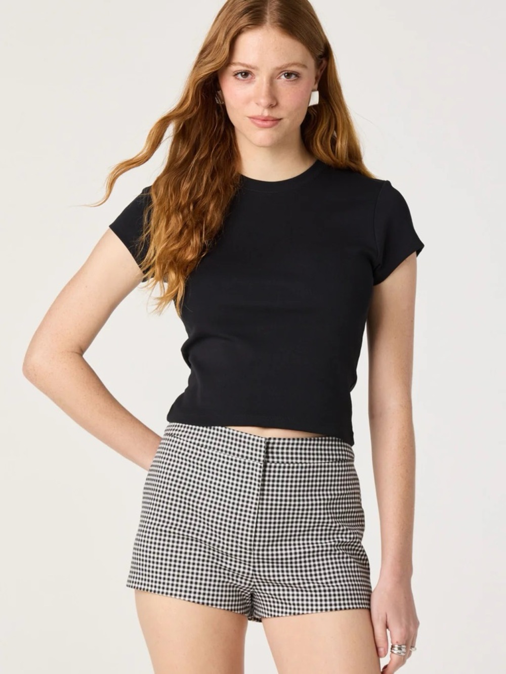 NWT ASTR The Label Valerie High-Rise Gingham Hot Pants